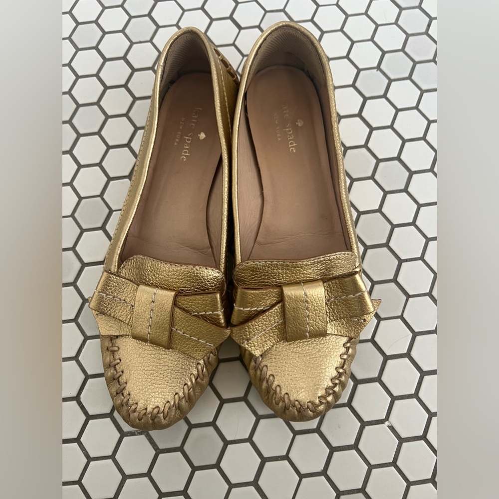 Kate Spade Gold Flat Loafers